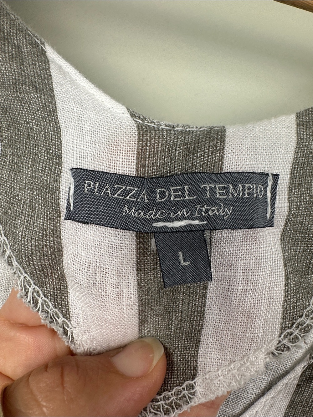 Italy 100% linen dress striped sleeveless pockets minimalist vacation resortwear - Picture 3 of 9